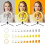 LED Ring Light 10” with Stand and Phone Holder, Selfie Ring Light with 3 Light Modes and 10 Brightness Level for Live Stream, Makeup, Photography, Youtuber, Vlogging, TikTok (10”/26CM)