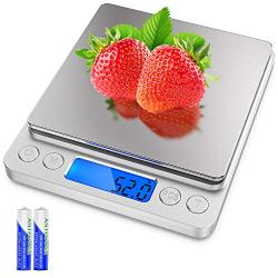 [Latest 2020] Food Scale Digital Kitchen Scale Weight Grams and oz for Cooking Baking, 1g/0.1oz Precise Graduation, Coffee Scales Grams Mutritional Calculator, Stainless Steel and Tempered Glass