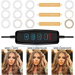 LED Ring Light 10" with Tripod Stand & Phone Holder,Selfie Ring Light Dimmable Makeup Ring Light for YouTube Video, Photography, Shooting with 3 Light Modes & 10 Brightness Level