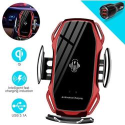 Wireless Charger Car Touch Sensing Automatic Retractable Clip Fast Charging Compatible for iPhone Xs Max/XR/X/8/8Plus Samsung S9/S8/Note 8