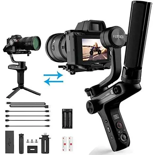 FILMTACY C1 3-Axis Handheld Gimbal Stabilizer YouTube Video Vlog Film Making Stand for Mirrorless and DSLR Camera, Professional Compact Video Stabilizers Smart Control OLED Display Powered by Zhiyun