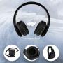 PowerLocus Wireless Bluetooth Over-Ear Stereo Foldable Headphones, Wired Headsets with Built-in Microphone for iPhone, Samsung, LG, iPad (Black)