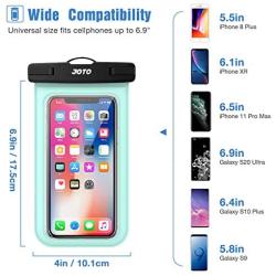 JOTO Universal Waterproof Pouch, IPX8 Waterproof Cellphone Dry Bag Underwater Case for iPhone 11 Pro Max Xs Max XR X 8 7 6S+ SE, Galaxy S20 Ultra S10 S9 S8/Note10+ 9 up to 6.9" -2 Pack, Black/Green