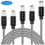 iPhone Cable 5 Pack 3FT/6FT/10FT SHARLLEN Nylon Braided Fast USB Charging&Syncing Cord Wire Lightning Charging Cable Compatible iPhone Charger 11/XS/Max/XR/X/8 Plus/8/7/7Plus/6s P/6/6P/iPad/iPod Black