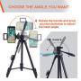 TESVERO Tripod for iPad iPhone,55" Lightweight Camera Tripod + Wireless Remote + Remote Holder + 2 in 1 Mount Holder for Smartphone (Width 2.2-3.3"),Tablet (Width 4.3-7.3")