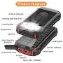 Solar Charger, 26800mAh Battery Solar Power Bank Wireless Portable Panel Charger with 4 Outputs & Dual Inputs Type-C, Waterproof External Backup Battery Pack with 18 LEDs Flashlight for Smartphones