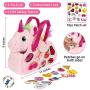 Little Jupiter Pet Plush Bag Purse Set with 18pc Removable Patch Set & Pink & Rainbow Details (Pink Unicorn) - Unicorn Stuffed Animals for Girls - Cute Unicorn Gifts - Cute Toy Plushies - Girls Toys