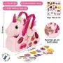 Little Jupiter Pet Plush Bag Purse Set with 18pc Removable Patch Set & Pink & Rainbow Details (Pink Unicorn) - Unicorn Stuffed Animals for Girls - Cute Unicorn Gifts - Cute Toy Plushies - Girls Toys