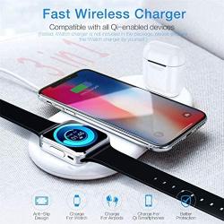 Wireless Charger 3 in 1 Wireless Charging Stand Pad for Apple Watch iPhone Airpods, Wireless Charging Station Compatible for iPhone 11/Pro/X/XR/Xs/8 Plus Apple Watch Charger 5 4 3 2 1 Airpods1 2 Pro.