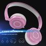 On Ear Headphones with Mic, Vogek Lightweight Portable Fold-Flat Stereo Bass Headphones with 1.5M Tangle Free Cord and Microphone-Pink
