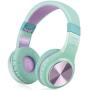 Bluetooth Headphones, Riwbox XBT-80 Folding Stereo Wireless Bluetooth Headphones Over Ear with Microphone and Volume Control, Wireless and Wired Headset for PC/Cell Phones/TV/ipad (Purple Green)