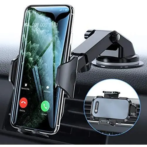 VICSEED Car Phone Mount, [Thick Case & Big Phones Friendly] Long Arm Suction Cup Phone Holder for Car Dashboard Windshield Air Vent Hands Free Clip Cell Phone Holder Compatible with All Mobile Phones