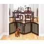 PAWLAND Wooden Freestanding Foldable Pet Gate for Dogs, 24 inch 4 Panels Step Over Fence, Dog Gate for The House, Doorway, Stairs, Extra Wide (Espresso, 24" Height-4 Panels)