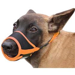 Heele Dog Muzzle Nylon Soft Muzzle Anti-Biting Barking Secure，Mesh Breathable Pets Mouth Cover for Small Medium Large Dogs 4 Colors 4 Sizes