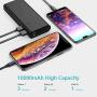 BONAI Portable Charger, Power Bank 10,000mAh External Battery Pack with Flashlight Compatible iPhone X 8 6 7 Plus 6s 8 iPad Samsung Galaxy S8 S7 Note 8 Phone Smartphones Tablet - Black