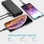 BONAI Portable Charger, Power Bank 10,000mAh External Battery Pack with Flashlight Compatible iPhone X 8 6 7 Plus 6s 8 iPad Samsung Galaxy S8 S7 Note 8 Phone Smartphones Tablet - Black