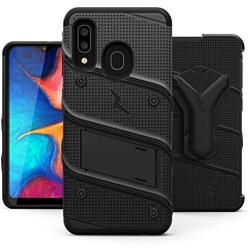 ZIZO Bolt Series for Samsung Galaxy A20 Case | Heavy-Duty Military-Grade Drop Protection w/Kickstand Included Belt Clip Holster Tempered Glass Lanyard Galaxy A50 - Black