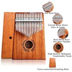 Kalimba 17 Keys Thumb Piano with Protective Case, Fast to Learn Songbook, Tuning Hammer, All in One Kit