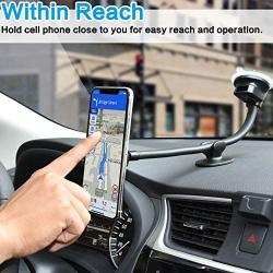 Magnetic Car Truck Phone Mount with 13-Inch Gooseneck Extension Arm, Universal Windshield Dashboard Industrial-Strength Suction Cup Mobile Vehicle Holder for All Cell Phones iPhone by 1Zero
