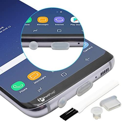 PortPlugs Anti Dust Plugs USB C (10 Pairs) - Compatible with Samsung s20, s10, s8, s9 Plus, Note 9, 10, Pixel, Any Type C with Headset Jack Silicone (Clear)