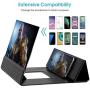 【2020 Update Version】 12 Phone Screen Magnifier with Foldable Magnetic Leather,3D Magnifier Projector Screen for Movie Video and Game.Easy Collection and Compatible with Any Smartphones(Blcak)