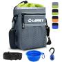 LANNEY Dog Treat Pouch Pet Training Bag for Small to Large Dogs, Treat Tote Carry Kibble Snacks Toys for Training Reward Walking, Metal Clip, Waist Belt, Shoulder Strap, Poop Bag Dispenser