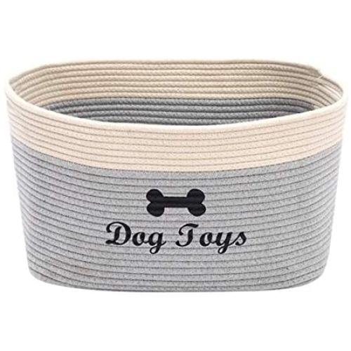 Morezi Cotton Rope Dog Toy Basket with Handle, Large Dog bin, pet Bed, pet Toy Box- Perfect for organizing pet Toys, Blankets, leashes