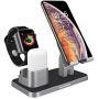 BENTOBEN Compatible with Apple Watch Stand Airpods Charger Dock Cell Phone Stand, Universal Desktop Stand Charging Station Holder for iWatch Airpods iPhone iPad Tablet Android Smartphone, Space Gray