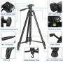 PEYOU Compatible for iPhone Camera Tripod, 62" Lightweight Aliminum Travel Camera Tripod Stand with Carry Bag + Wireless Remote + Phone Holder Mount Compatible for iPhone, Samsung & Android Phone