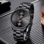 GOLDEN HOUR Mens Watches with Black/Silver Stainless Steel and Metal Casual Waterproof Chronograph Quartz Watch, Auto Date in Colorful Hands