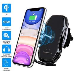 Wireless Car Charger, Anstop 2-in-1 Cup Holder Phone Mount Air Vent Holder Auto Clamping Qi Fast Charging Cell Phone Holder Compatible iPhone 11/Xs Max/XS/XR/X/8/8+ (Black Wireless)