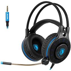 SADES SA936 Gaming Headset for Xbox One, PS4, PC Gaming Headset Over Ear Headphones with Mic Light Weight Design Volume Control (Black&Blue)