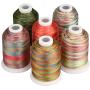 Simthread 6 Colors Polyester Variegated Embroidery Machine Thread 1100 Yards (1000M) for Decoration Babylock Singer Brother Janome Pfaff Husqvarna Embroidery and Sewing Machines - Festival Series