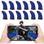 12Pcs Mobile Game Controller Finger Sleeves, Breathable Anti-Sweat Gaming Finger Cot for PUBG/Call of Duty Sensitive Touch Screen Finger Sleeve for Android iSO Phone (Blue)