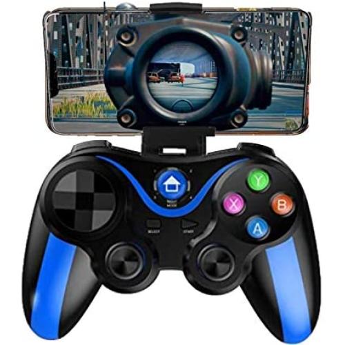 Mobile Controller for The Most Games, Mobile Gamepad Wireless Game Controller Joystick for Android/iOS/iPhone/iPad, Key Mapping, Shooting Fighting Racing Game-NO Supporting iOS 13.4 (Blue-Black)