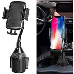 Sunjoyco Car Cup Holder Phone Mount, Universal Adjustable Gooseneck Car Cradle Phone Holder for iPhone Xs XS Max XR X 8 Plus 7 6s 6 Plus, Samsung Galaxy S10 S10+ S9 S9+ S8 S7 Note & Any Cell Phones
