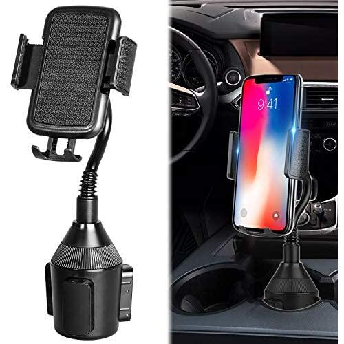 Sunjoyco Car Cup Holder Phone Mount, Universal Adjustable Gooseneck Car Cradle Phone Holder for iPhone Xs XS Max XR X 8 Plus 7 6s 6 Plus, Samsung Galaxy S10 S10+ S9 S9+ S8 S7 Note & Any Cell Phones
