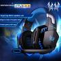G2000 Stereo Gaming Headset for PS4 Xbox One, Bass Over-Ear Headphones with Mic, LED Lights and Volume Control for Laptop, PC, Mac, iPad, Computer, Smartphones, Blue(Blue)