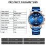 GOLDEN HOUR Mens Watches with Black/Silver Stainless Steel and Metal Casual Waterproof Chronograph Quartz Watch, Auto Date in Colorful Hands