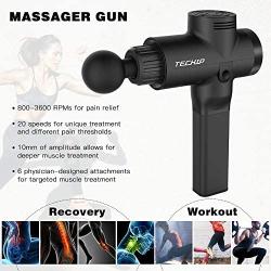 Carrying case Massage Gun, Handheld Deep Tissue Muscle Massager,Cordless Percussion Massaging Gun,Professional 20 Variable speeds Massage Device with 6 Attachments and Carry case