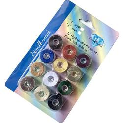 Simthread 12pcs Assorted Colors Size A Class 15 (SA156) 60WT Prewound Bobbins Thread with Storage Plastic Box for Brother Embroidery Thread Sewing Thread Machine DIY