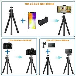 Phone Tripod,Shengsite Portable and Extendable Camera Tripod Stand with Wireless Remote 360°Rotating Adjustable Flexible Cell Phone Tripod Compatible with iPhone, Android Phone, Camera, Sports Camera