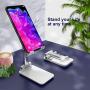Cell Phone Stand for Desk, Foldable Adjustable Phone Stand Holder for Desk Tablet iPad Stands Sturdy Portable Hands Free iPhone Stand, Compatible with iPhone/Samsung/All Mobile Phone (White)