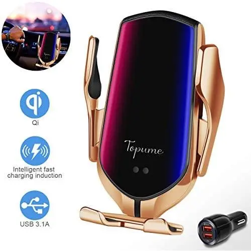 TopWan Wireless Car Charger Mount, Automatic Smart Sensor 10W Fast Charging Compatible for iPhone 11/11Pro/11 Pro Max/Xs Max/XR/X/8/8Plus Samsung S9/S8/Note 8 TopWan Wireless Car Charger Mount, Automatic Smart Sensor 10W Fast Charging Compatible for iPhone 11/11Pro/11 Pro Max/Xs Max/XR/X/8/8Plus Samsung S9/S8/Note 8