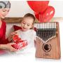 Mugig Kalimba 17 Keys with Tune Hammer, EVA Protective Box and Instruction, Portable Thumb Piano Mbira Sanza Mahogany Body Ore Metal Tines, Wood Finger Piano for Kids Adult Beginners