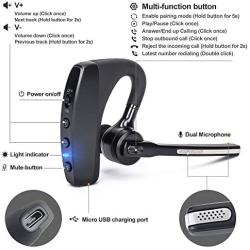 Bluetooth Headset V4.2, SHINETAO Hands-Free Bluetooth Earpiece Cell Phones, 2 HD Microphones Wireless Earpieces Business/Driving/Office, Compatible with iPhone/Samsung/Android