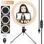 10.2" LED Ring Light Elegant Choise Desktop Selfie Ring Light with Tripod Stand Cell Phone Holder Remote Control for Photography YouTube Video and Makeup Live Streaming 3 Light Modes