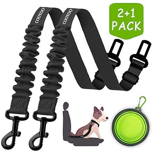 COOYOO Dog Seat Belt,2 Pack Pet Car Seat Belts Adjustable Heavy Duty & Elastic Vehicle Dog Safety Belt Harness for Travel Daily Use - Compatible with Any Pet Harness