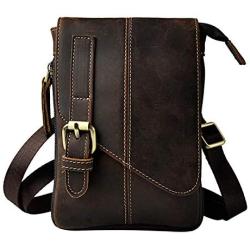 NKns Travel Accessories Leather Backpack Mens Mobile Phone Bag Outdoor 8 Inch Shoulder Bag Diagonal Cross Bag Chest Bag Purse