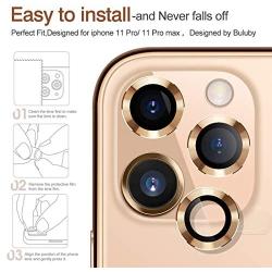 Buluby for iPhone 11 Pro Max/11 Pro Camera Lens Protector,Premium Tempered Glass Aluminum Alloy Lens Screen Cover Film (Gold)